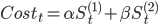 Cost_t=\alpha S_t^{(1)}+\beta S_t^{(2)}
