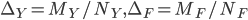 \Delta_Y=M_Y/N_Y, \Delta_F=M_F/N_F