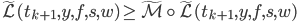 \widetilde{\mathcal{L}}(t_{k+1},y,f,s,w)\geq\widetilde{\mathcal{M}}\circ\widetilde{\mathcal{L}}(t_{k+1},y,f,s,w)