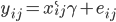 y_{ij}=x_{ij}^{`}\gamma+e_{ij}