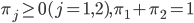 \pi_j\geq 0 (j=1,2), \pi_1+\pi_2=1