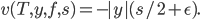 v(T,y,f,s)=-|y|(s/2+\epsilon).