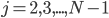 j=2,3,...,N-1