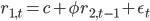 r_{1,t}=c+\phi r_{2,t-1}+\epsilon_t