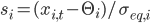 s_i=(x_{i,t}-\Theta_i)/\sigma_{eq,i}