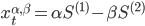 x_{t}^{\alpha,\beta}=\alpha S^{(1)}-\beta S^{(2)}