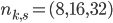 n_{k,s}=(8,16,32)