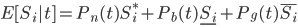 E[S_i|t]=P_n(t)S_i^*+P_b(t)\underline{S_i}+P_g(t)\bar{S_i}