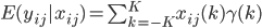 E(y_{ij}|x_{ij})=\sum_{k=-K}^K x_{ij}(k)\gamma(k)