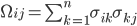 \Omega_{ij}=\sum_{k=1}^n\sigma_{ik}\sigma_{kj}