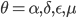 \theta=\alpha,\delta,\epsilon,\mu