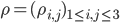 \rho=(\rho_{i,j})_{1\leq i,j\leq3}