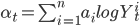 \alpha_t=\sum_{i=1}^n a_i log Y_t^i