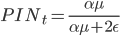 PIN_t=\frac{\alpha\mu}{\alpha\mu+2\epsilon}