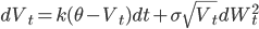 dV_t=k(\theta-V_t)dt+\sigma\sqrt{V_t}dW_t^2